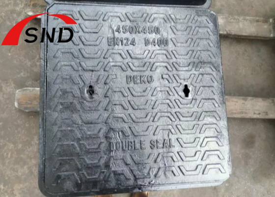 Double Sealed Ductile Iron Manhole Cover Black Square Storm Drain Cover